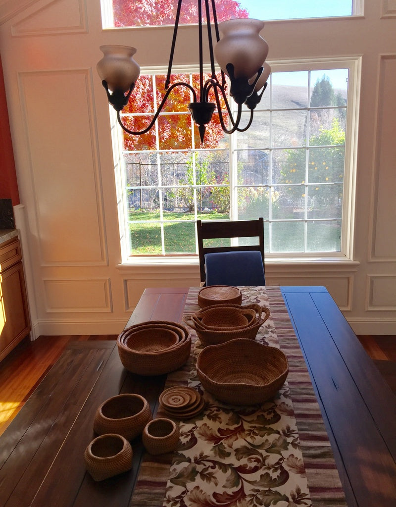 Beautiful handmade rattan storage baskets for kitchen and bathroom, small round storage baskets