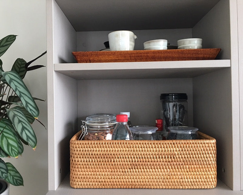 Large rectangular storage baskets for dining room, wicker storage basket for kitchen