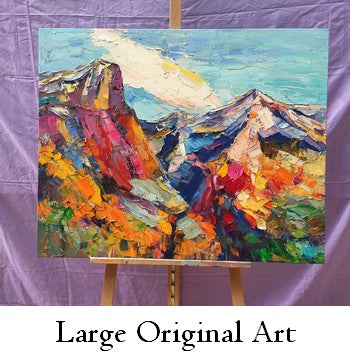Large Original Paintings, Palette Knife Paintings, Original Oil Paintings on Canvas, Mountain Landscape Paintings, Forest Tree Paintings, Landscape Paintings for Bedroom, Large Landscape Paintings for Sale, Buy Landscape Paintings Online