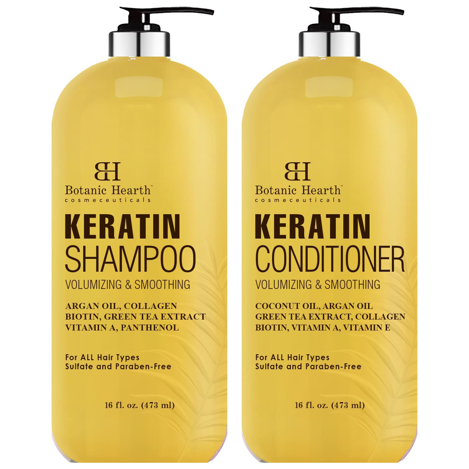 Keratin Shampoo and Conditioner Set - with Argan Oil, Collagen & Biotin