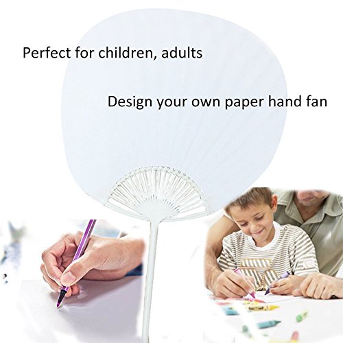 Round Blank Paper Handheld Folded Fan Home Office DIY Decor(12pcs)