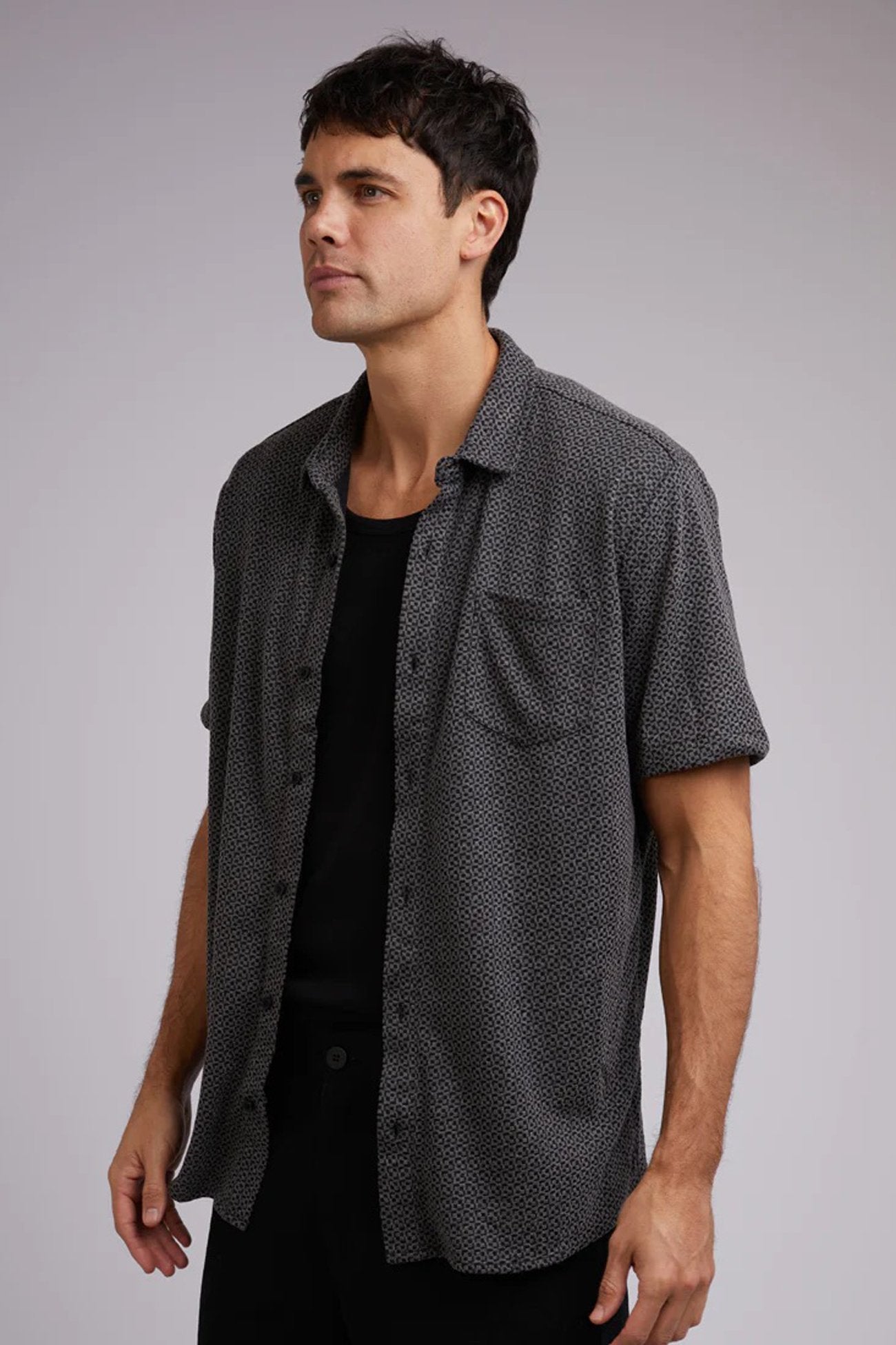 Textured Short Sleeve Shirt Black