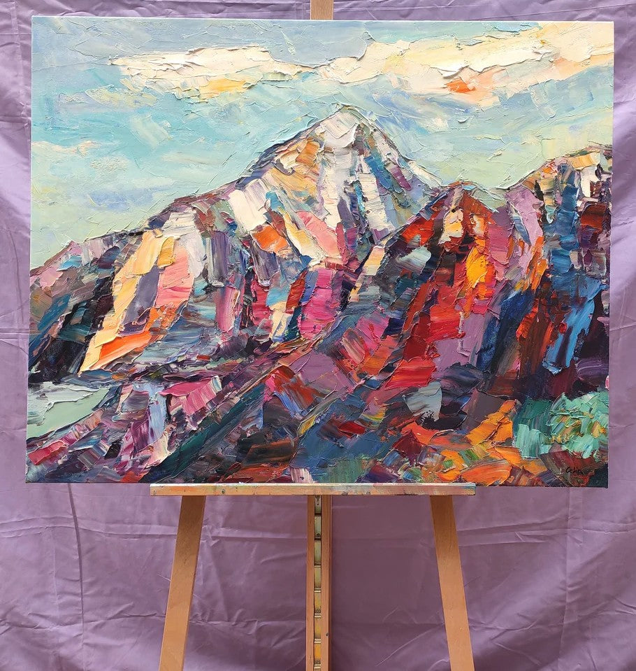 Abstract Mountain Painting, Landscape Wall Art Paintings, Custom Original Landscape Painting, Mountain Landscape Painting