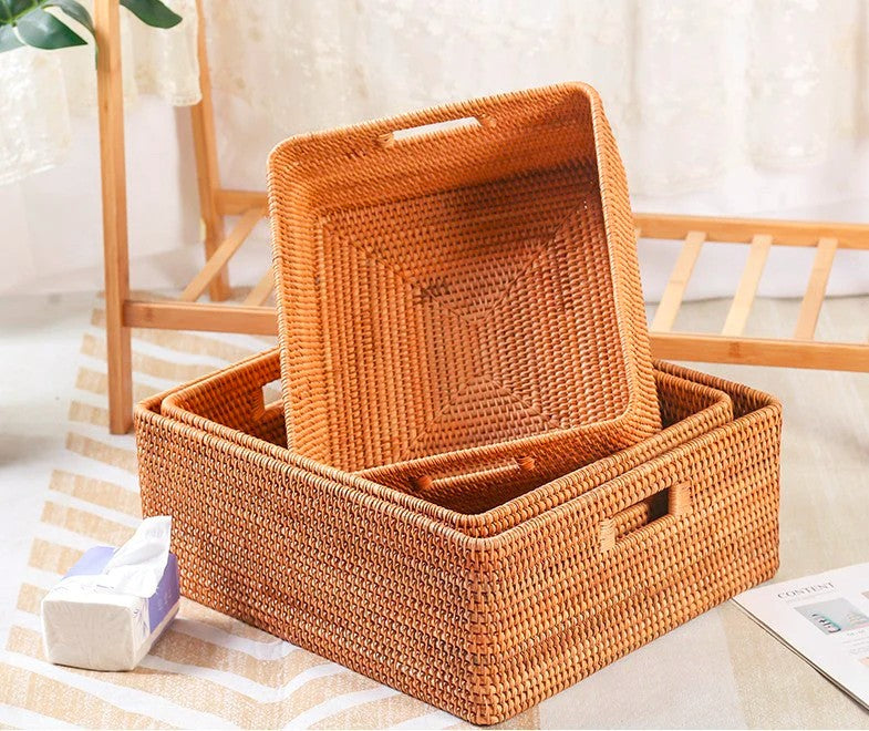 Woven Storage Baskets, Rattan Storage Baskets for Kitchen, Storage Basket for Shelves, Kitchen Storage Basket, Storage Baskets for Bedroom