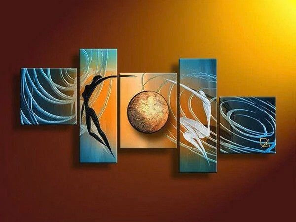 Abstract Art of Love, Modern Abstract Paintings, Love Abstract Painting, Living Room Wall Art Painting, 5 Piece Canvas Painting