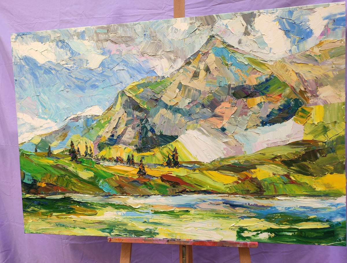 Original Landscape Paintings, Mountain Landscape Painting, Hand Painted Canvas Art, Heavy Texture Painting
