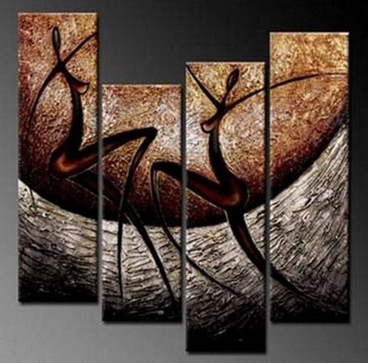 4 Piece Wall Art Paintings, Abstract Figure Painting, Living Room Wall Painting, Acrylic Modern Wall Art, Abstract Canvas Painting for Bedroom
