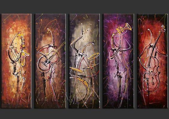 5 Piece Canvas Art, Musician Painting, Music Painting, Extra Large Canvas Art, Canvas Painting for Living Room