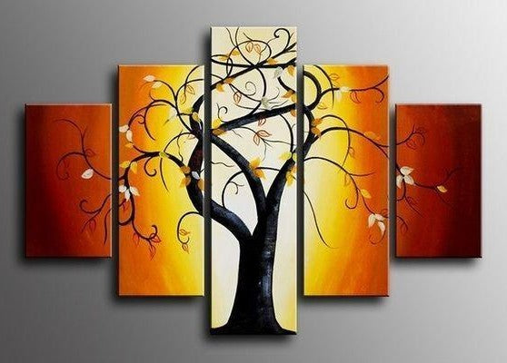 Extra Large Wall Art Painting for Bedroom, Acrylic Painting on Canvas, 5 Piece Canvas Art Paintings, Tree of Life Painting