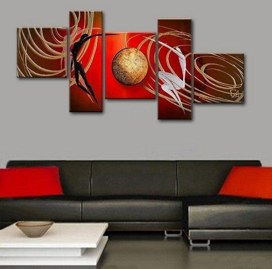 Love Abstract Painting, Bedroom Room Wall Art Paintings, Acrylic Painting on Canvas, 5 Piece Canvas Painting