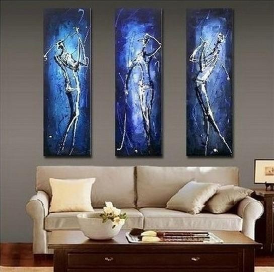 3 Piece Wall Art Paintings, Golf Player Painting, Sports Abstract Art Painting, Bedroom Abstract Painting, Abstract Acrylic Paintings