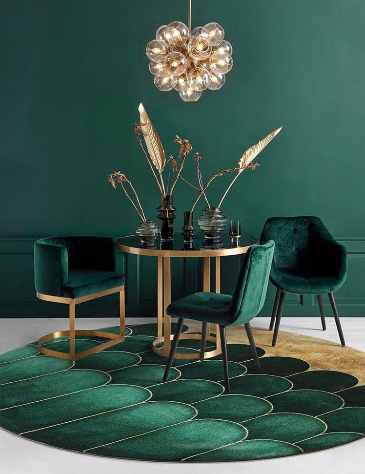 Modern Area Rug, Blackish Green Rugs, Round Area Rug for Dining Room, Bedroom Floor Rugs, Large Contemporary Area Rugs for Living Room