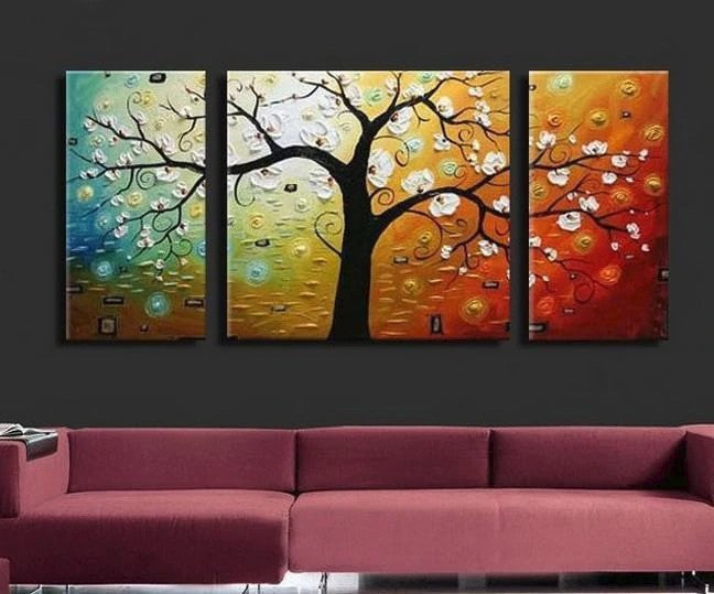 3 Piece Abstract Art Paintings, Tree of Life Painting, Canvas Painting for Living Room, Living Room Wall Art Paintings, Contemporary Modern Art Paintings