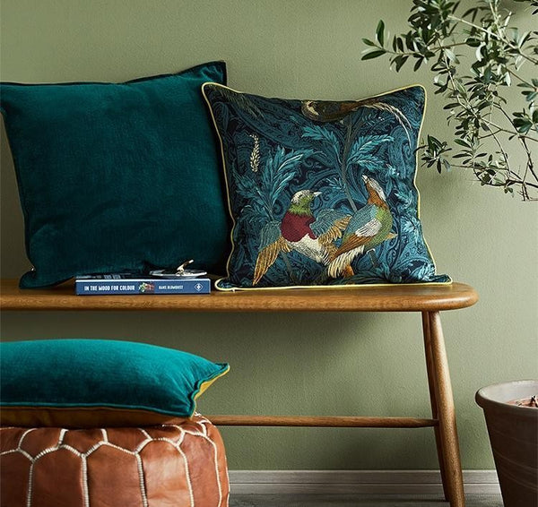 Nightingales Cotton Pillow Cover, Beautiful Decorative Throw Pillows, Decorative Sofa Pillows for Living Room, Bird Decorative Pillows