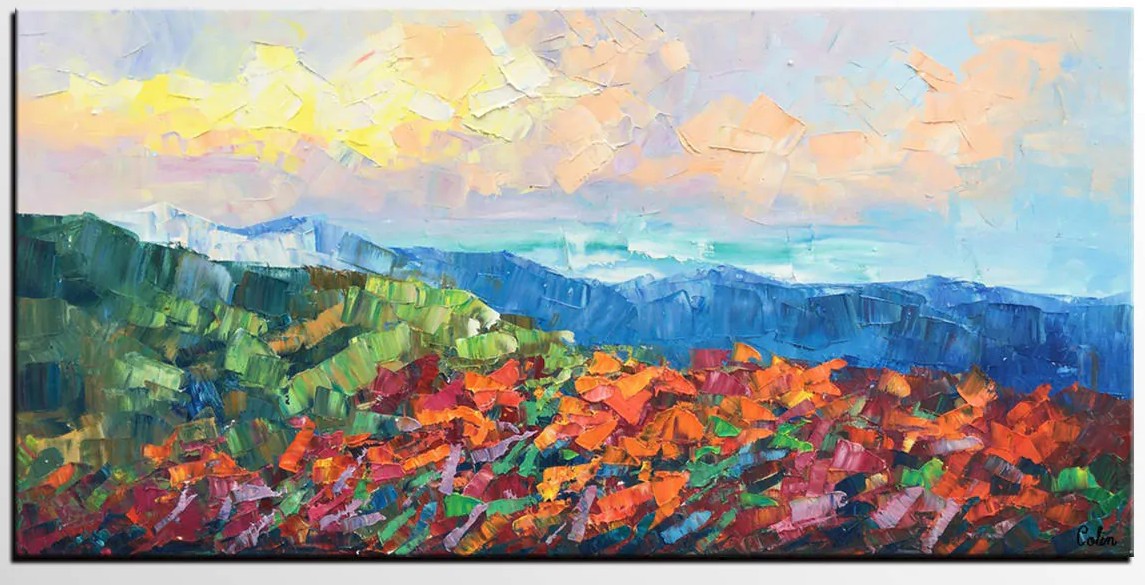 Autumn Mountain Painting, Canvas Painting for Bedroom, Landscape Painting on Canvas, Wall Art Painting, Custom Original Oil Paintings