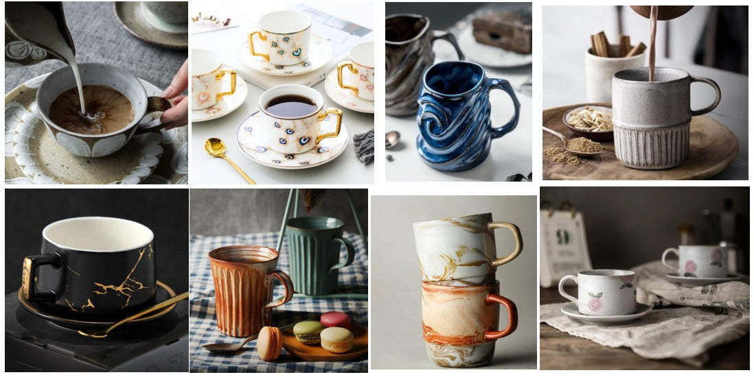 Handmade ceramic coffee mug, creative ceramic coffee mugs, pottery coffee mugs, clay coffee mug, unique ceramic coffee mugs, cappuccinos coffee cup, handmade coffee mug, large capacity coffee cups, Tea cup and saucer set, handmade ceramic mugs