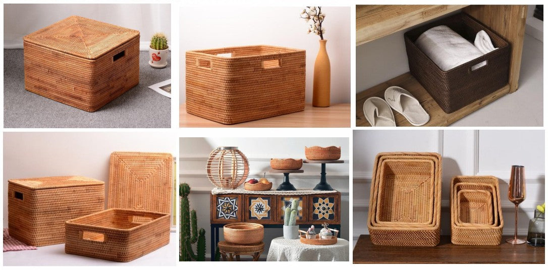 Storage baskets for shelves, storage baskets for living room, rattan baskets, woven storage baskets, storage basket for clothes, storage baskets for kitchen, extra large storage baskets, laundry baskets.