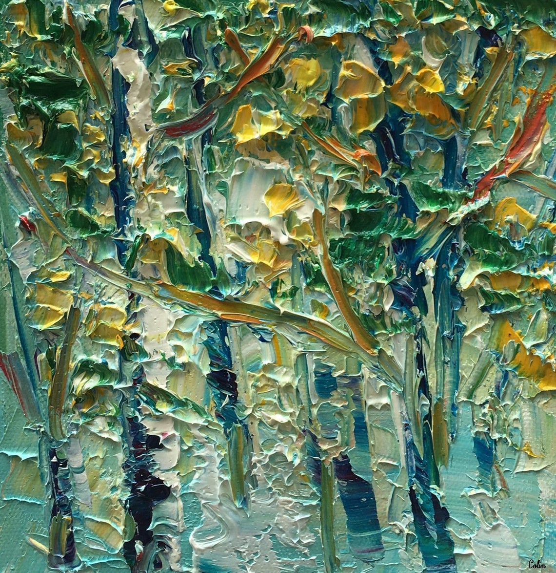 Forest Tree Paintings, Small Landscape Painting, Landscape Canvas Paintings, Palette Knife Painting