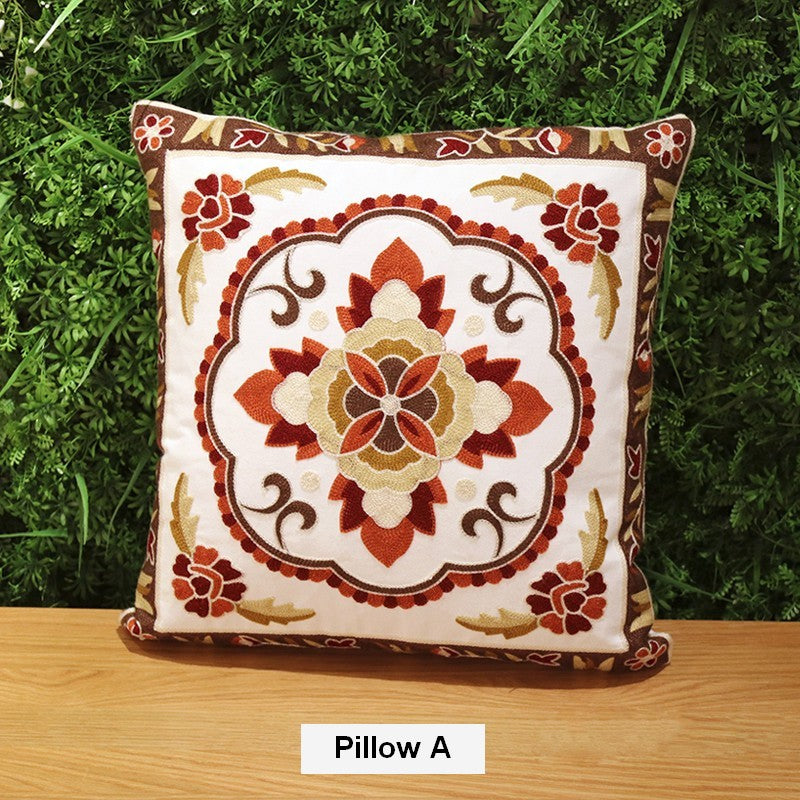 Cotton Flower Decorative Pillows, Sofa Decorative Pillows, Embroider Flower Cotton Pillow Covers, Farmhouse Decorative Throw Pillows for Couch