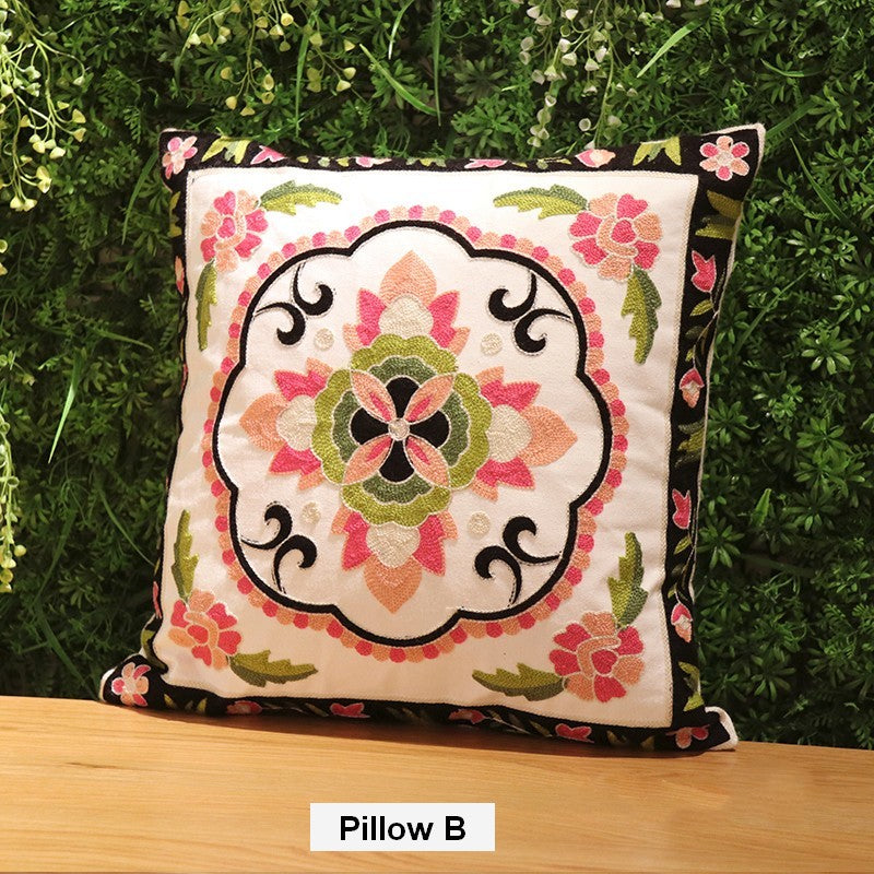 Cotton Flower Decorative Pillows, Sofa Decorative Pillows, Embroider Flower Cotton Pillow Covers, Farmhouse Decorative Throw Pillows for Couch