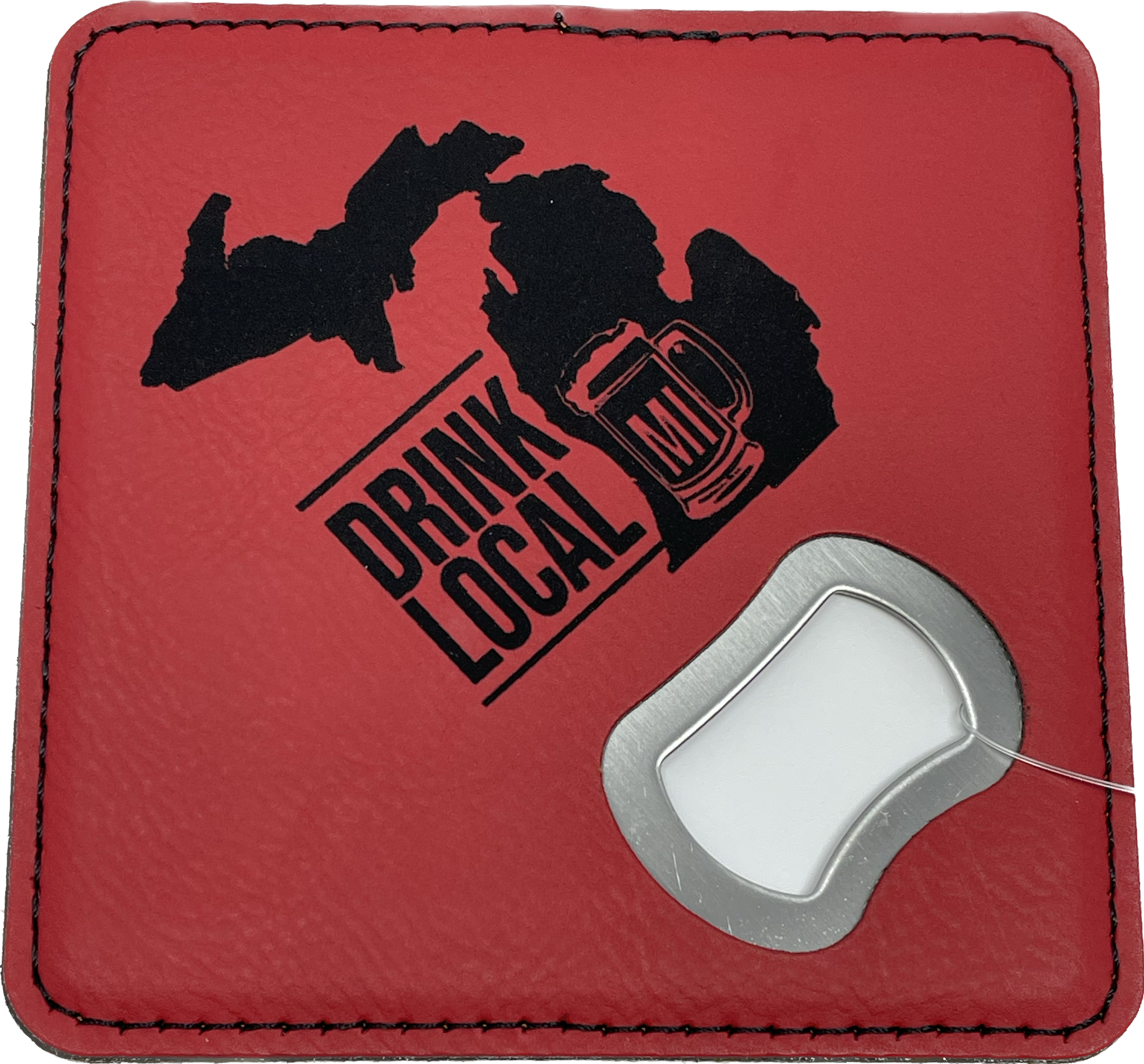 MI Drink Local Leather Coaster/Bottle Opener