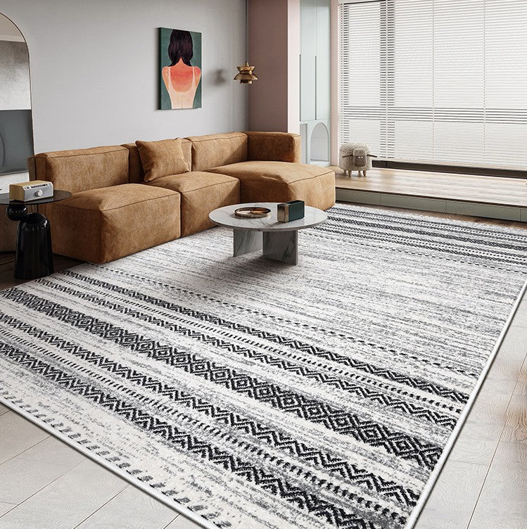 Geometric Modern Rugs in Bedroom, Contemporary Area Rugs in Dining Room, Modern Gray Rugs in Living Room, Large Modern Carpets for Office