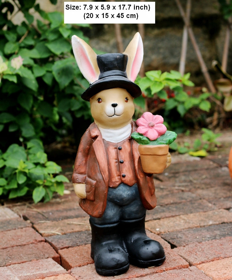 Garden Animal Sculpture Rabbit Statues, Garden Decor Ideas, Animal Statue for Garden Ornament, Villa Courtyard Decor, Outdoor Garden Decoration