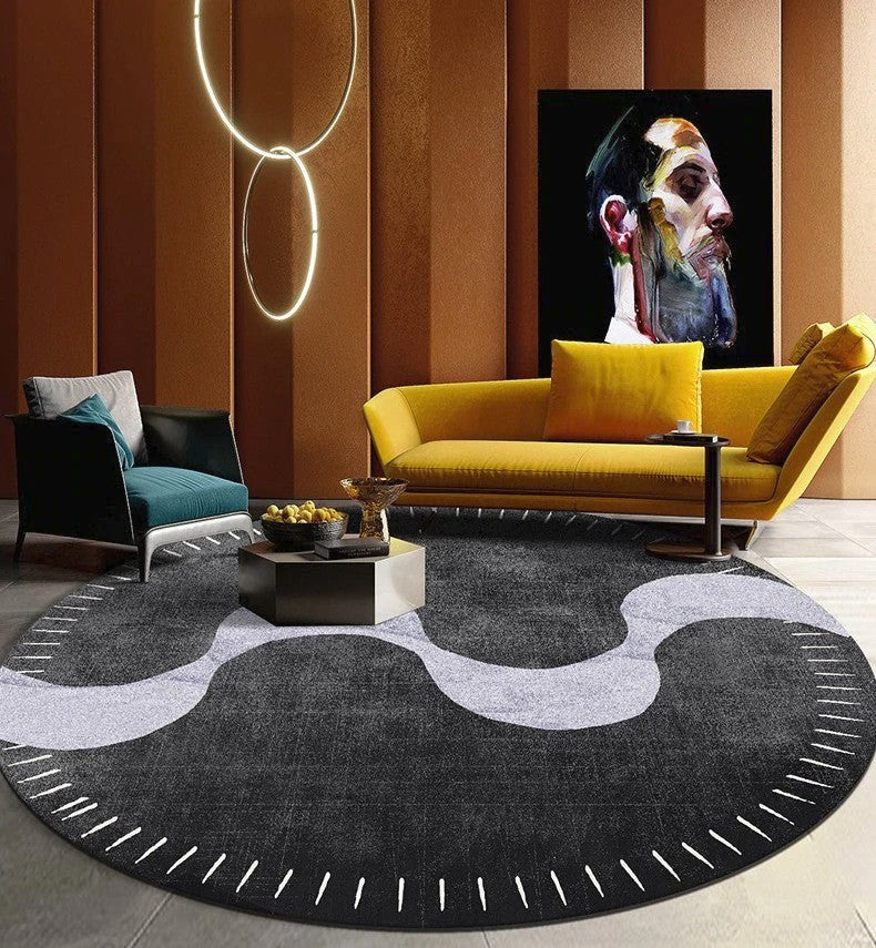 Round Modern Rug in Dining Room, Coffee Table Round Rugs, Gray Modern Area Rugs, Large Rugs Under Couch, Modern Rugs in Bedroom