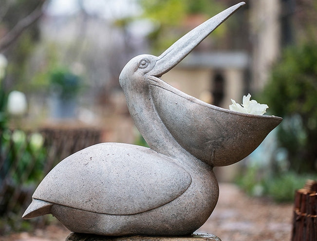 Beautiful Cute Animal Statues, Large Garden Courtyard Ornaments, Unique Modern Garden Bird Sculptures, Pelican Statue for Garden