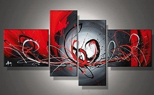 Framed Abstract Art Painting, Black and Red Wall Art, Living Room Wall Art Sets, Buy Art Online
