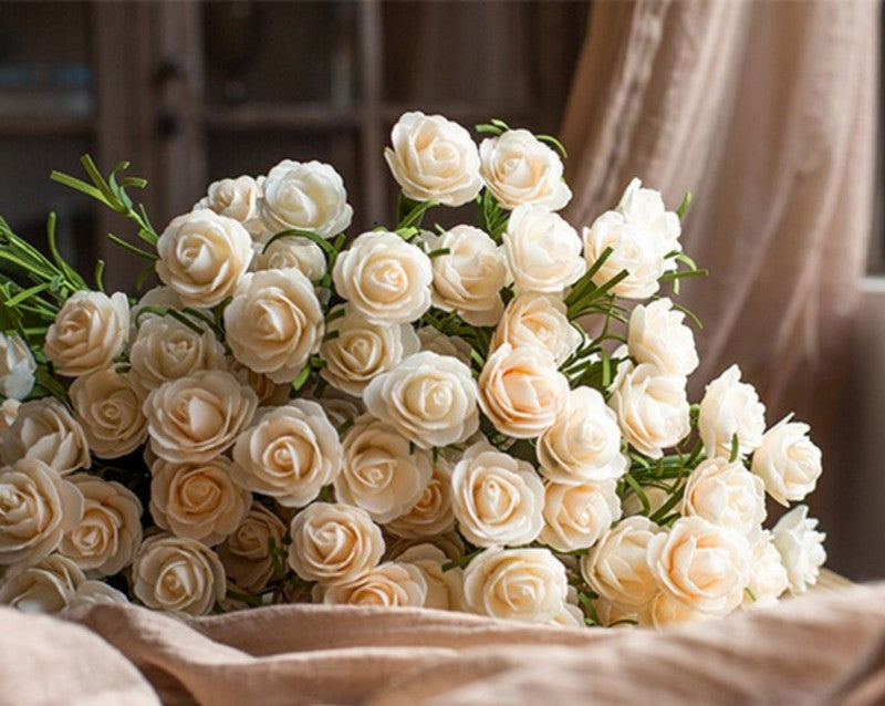 Flower Arrangement Ideas for Living Room, White Camellia Flowers, Modern Artificial Flowers for Home Decoration, Simple Artificial Floral for Bedroom