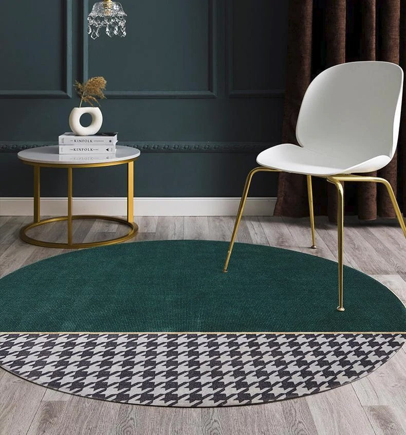 Round Area Rug for Dining Room, Modern Area Rug, Blackish Green Rugs, Bedroom Floor Rugs, Large Contemporary Area Rugs for Living Room