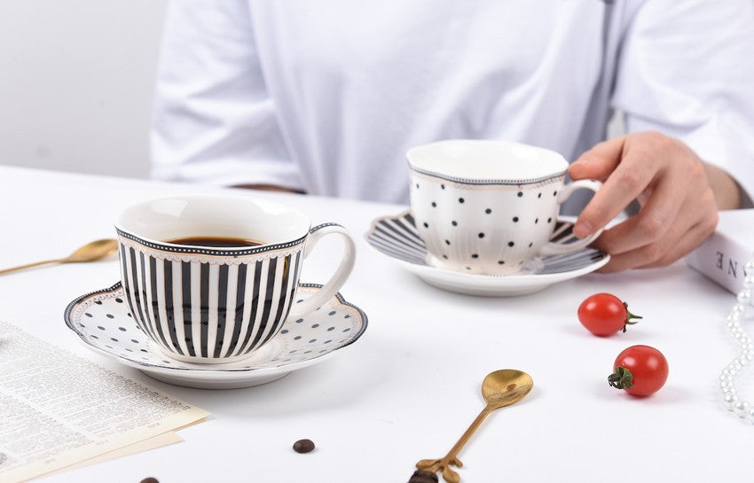 Elegant Modern Ceramic Coffee Cups. Creative Bone China Porcelain Tea Cup Set. Unique Porcelain Cup and Saucer. Afternoon British Tea Cups