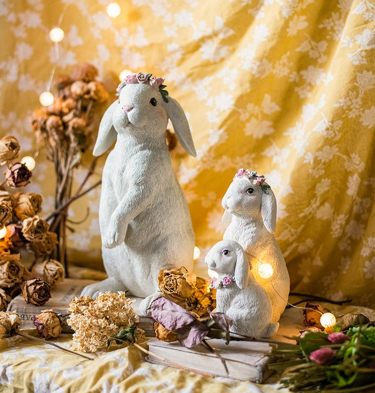 Beautiful Cute Garden Courtyard Ornaments, Lovely Rabbit Family Statue for Garden, Unique Modern Garden Sculptures, Creative Villa Outdoor Decor Gardening Ideas