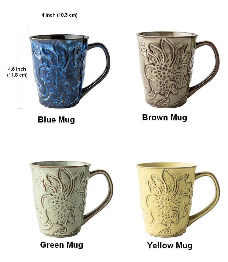 Blue Ceramic Coffee Mug, Large Capacity Coffee Cups, Birthday Gifts, Stoneware Coffee Mugs, Handmade Pottery Coffee Mug