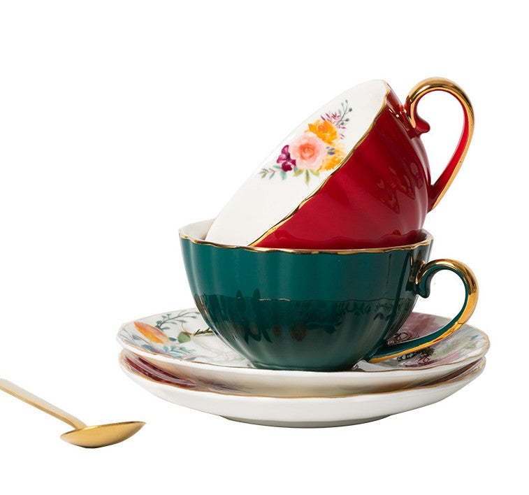 Elegant Ceramic Coffee Cups. Beautiful British Tea Cups. Creative Bone China Porcelain Tea Cup Set. Unique Tea Cups and Saucers in Gift Box