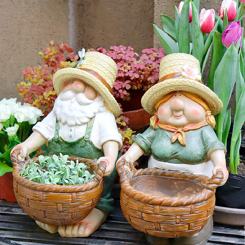 Large Resin Garden Figure Statues, Unique Garden Flowerpots, Garden Courtyard Ornament, Villa Outdoor Decor Gardening Ideas, Modern Garden Sculptures