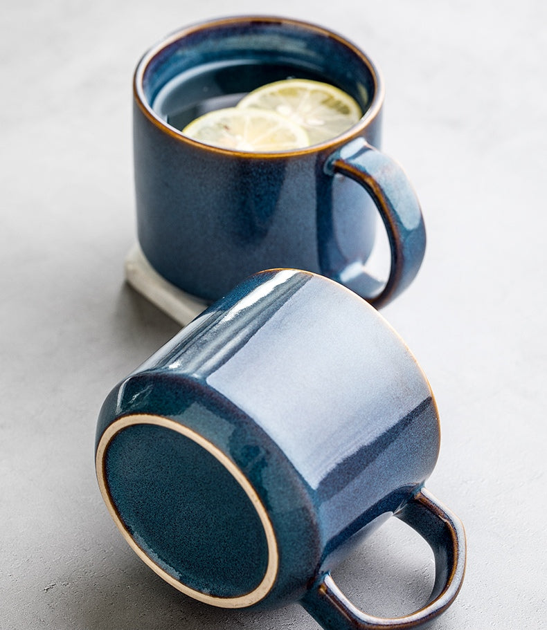 Large Blue Ceramic Coffee Mug, Stoneware Milk Mugs, Large Capacity Coffee Cups, Birthday Gifts, Handmade Pottery Coffee Mug