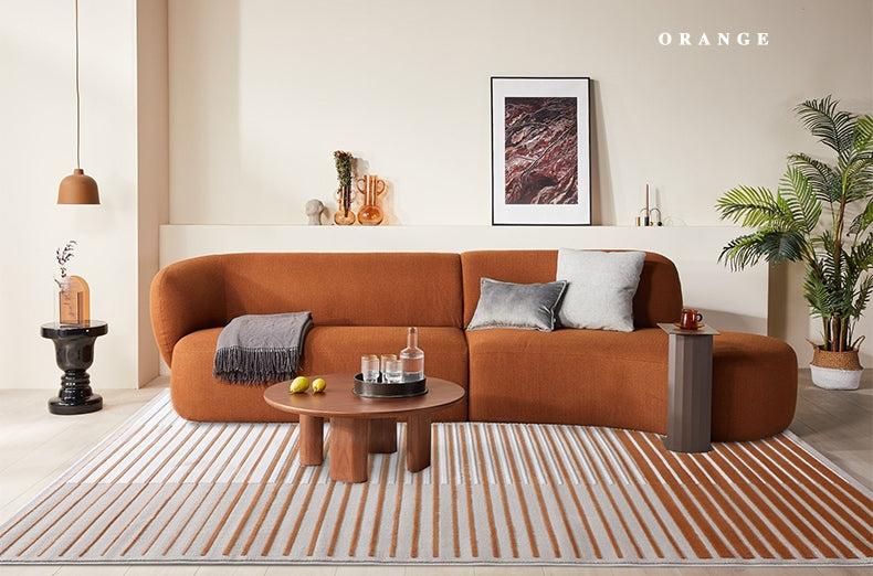 Large Orange Rugs under Couch, Large Orange Modern Rugs, Contemporary Area Rugs for Bedroom, Living Room Modern Rugs, Dining Room Floor Rugs