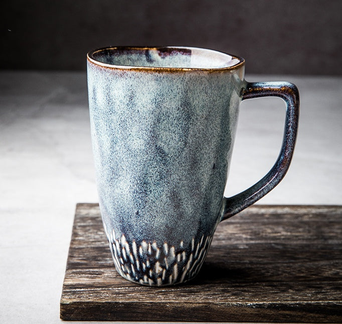 Stoneware Coffee Mugs, Handmade Pottery Coffee Mug, Large Blue Ceramic Coffee Mug, 16 oz Large Capacity Coffee Cups, Birthday Gifts