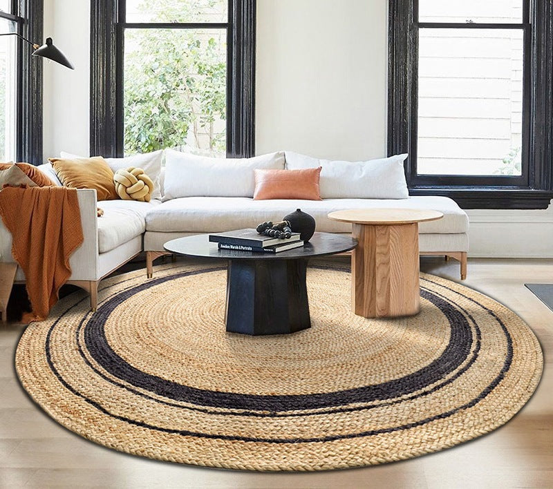 Large Rugs in Living Room, Handmade Jute Rug, Round Modern Rugs in Dining Room, Round Rugs under Coffee Table, Rustic Jute Round Rugs for Farmhouse