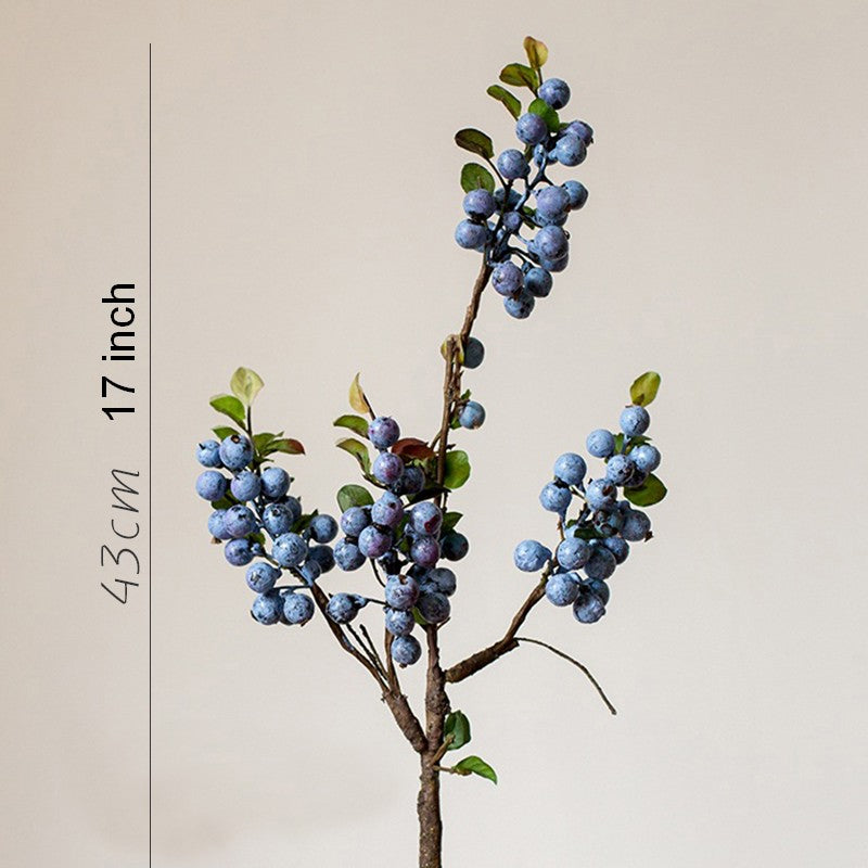 Simple Artificial Flowers for Home Decoration. Flower Arrangement Ideas for Living Room. Blue Cranberry Fruit Branch. Spring Artificial Floral for Bedroom