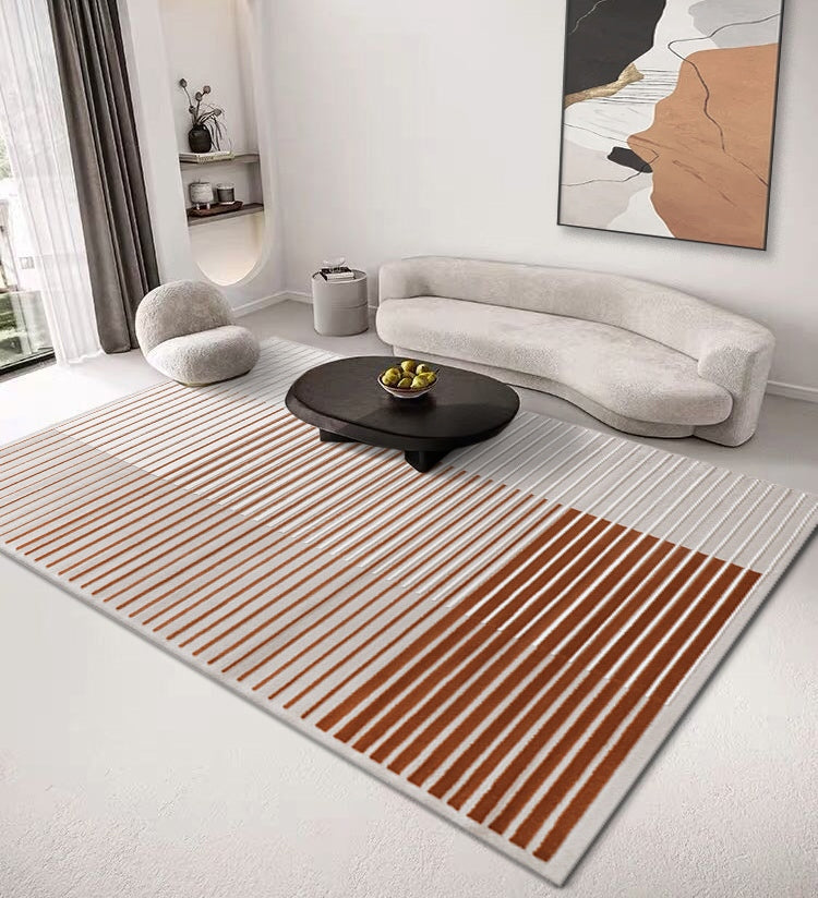 Large Orange Modern Rugs, Dining Room Floor Rugs, Large Orange Rugs under Couch, Contemporary Area Rugs for Bedroom, Living Room Modern Rugs