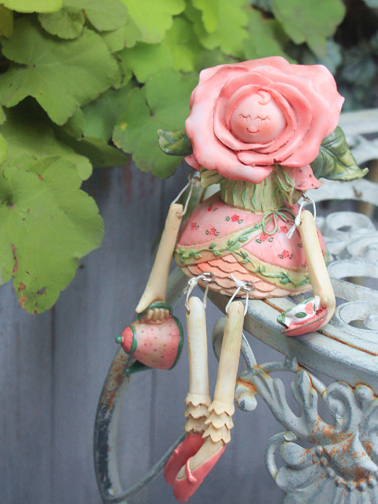 Creative Flower Rose Fairy Statue for Garden, Beautiful Garden Courtyard Ornaments, Villa Outdoor Decor Gardening Ideas, Unique Modern Garden Sculptures