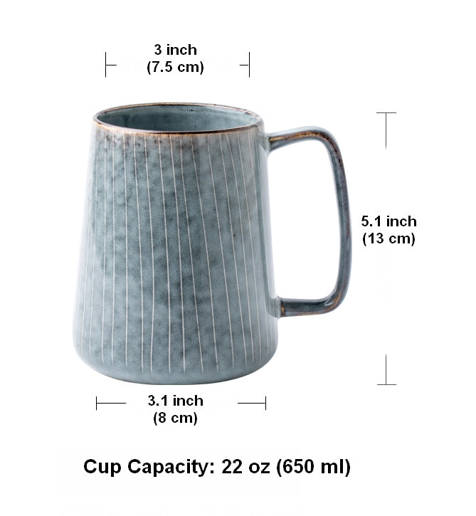 22 oz Large Capacity Coffee Cups, Birthday Gifts, Large Blue Ceramic Coffee Mug, Stoneware Coffee Mugs, Handmade Pottery Coffee Mug