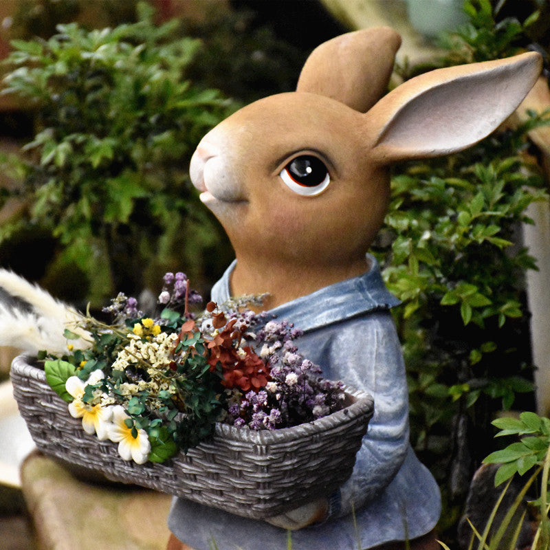 Garden Ornaments, Large Rabbit Statues for Garden, Bunny Flowerpot, Villa Outdoor Gardening Ideas, Modern Animal Garden Sculptures