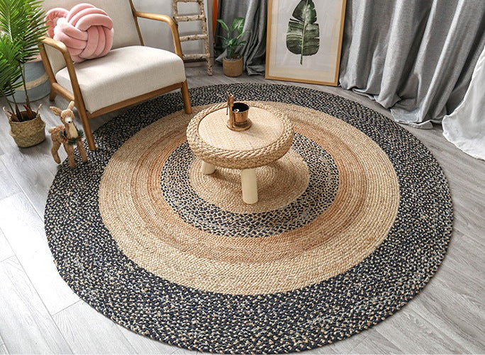 Coffee Table Round Rugs, Round Modern Rugs in Dining Room, Handmade Jute Rug, Large Rugs in Living Room, Rustic Jute Round Rugs for Farmhouse