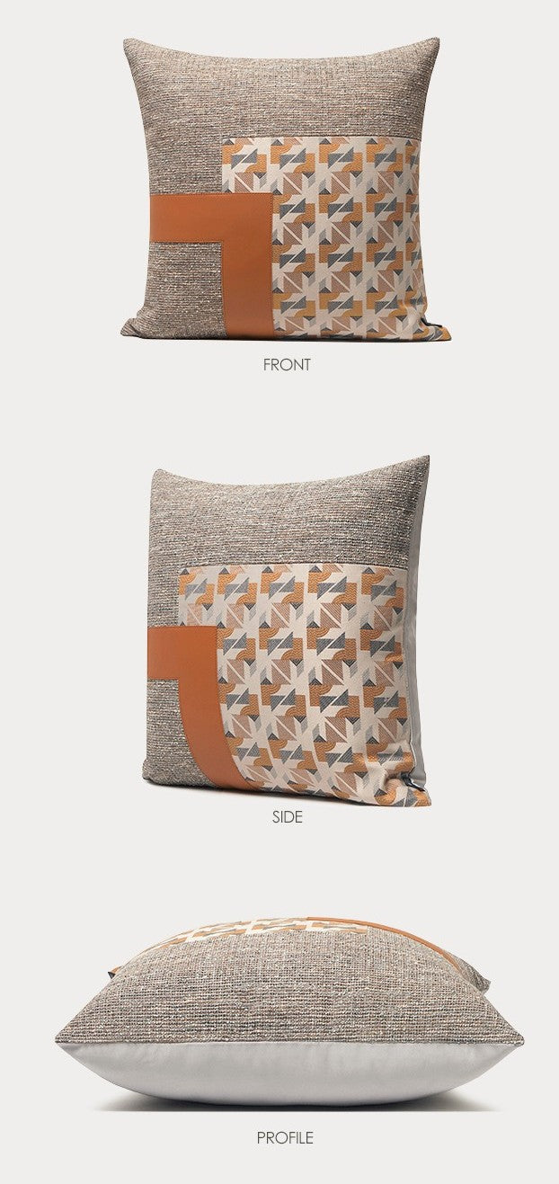 Modern Simple Throw Pillows for Living Room. Decorative Modern Sofa Pillows. Brown Orange Modern Throw Pillows for Couch. Large Simple Modern Pillows