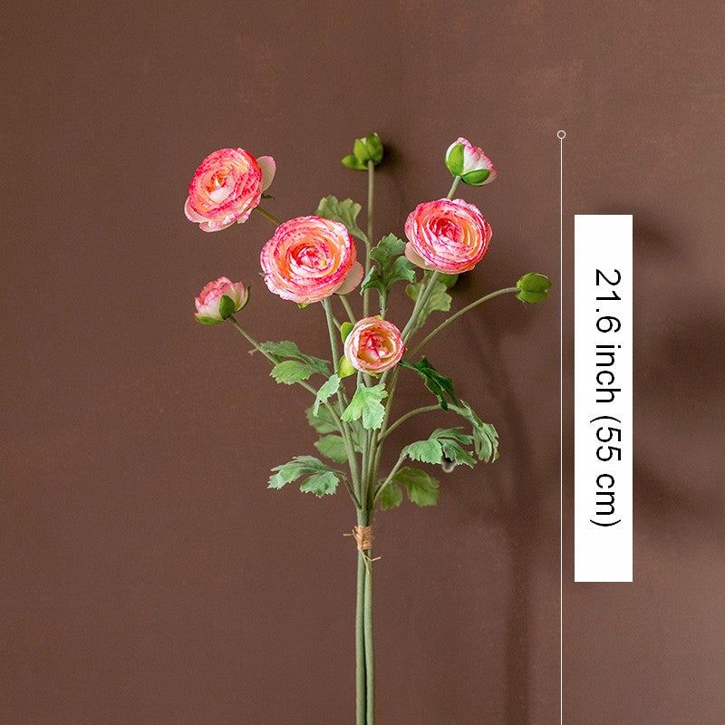 Ranunculus Asiaticus Flowers. Simple Modern Floral Arrangement Ideas for Home Decoration. Spring Artificial Floral for Dining Room. Bedroom Flower Arrangement Ideas