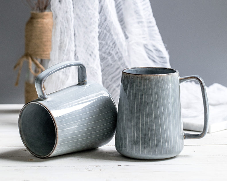 22 oz Large Capacity Coffee Cups, Birthday Gifts, Large Blue Ceramic Coffee Mug, Stoneware Coffee Mugs, Handmade Pottery Coffee Mug